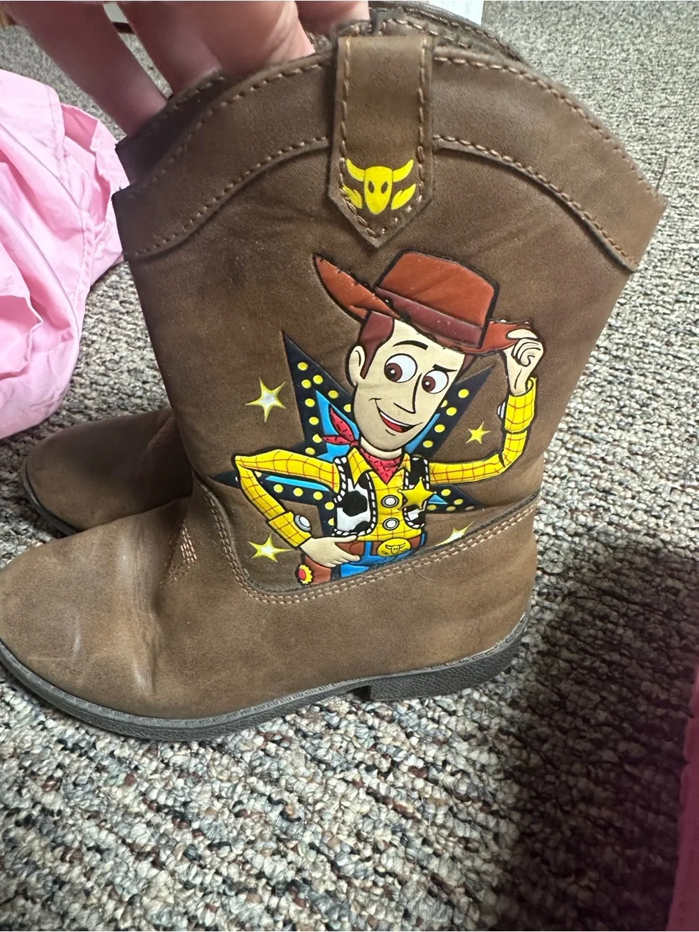 Kids Brown Cowboy Boots with Woody Graphic